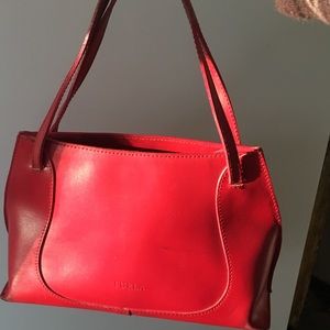 Furla red leather bag